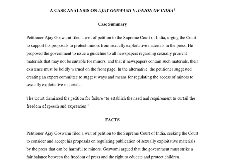 Ajay Goswami vs Union of India Case